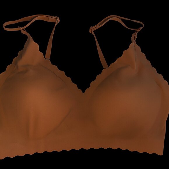 Seamless Wireless Scalloped Bralette Tan SZ S Poly/Elastane New W/Out Tag-A166 - Picture 1 of 5